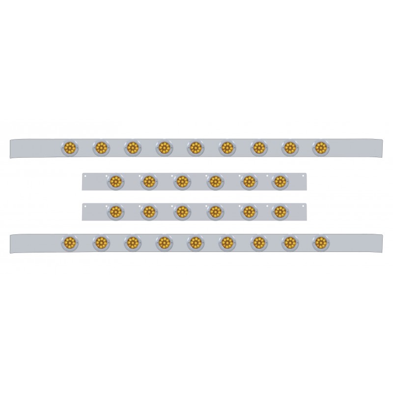S.S. Kenworth60" Sleeper Light Panel With Thirty 9 Amber Led 2" Reflector Light With Bezel - Amber Lens