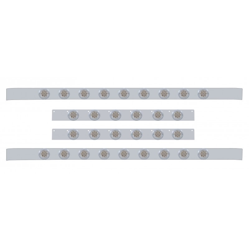S.S. Kenworth60" Sleeper Light Panel With Thirty 9 Amber Led 2" Reflector Light With Bezel - Clear Lens
