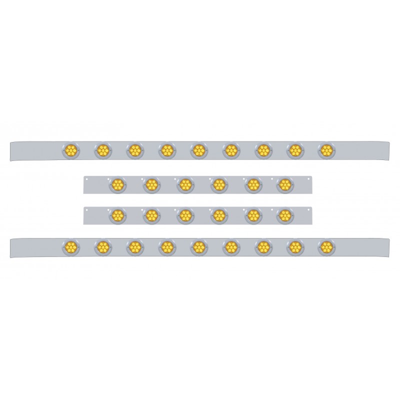 S.S. Kenworth60" Sleeper Light Panel With Thirty 7 Amber Led 2" Reflector Light With Bezel - Amber Lens