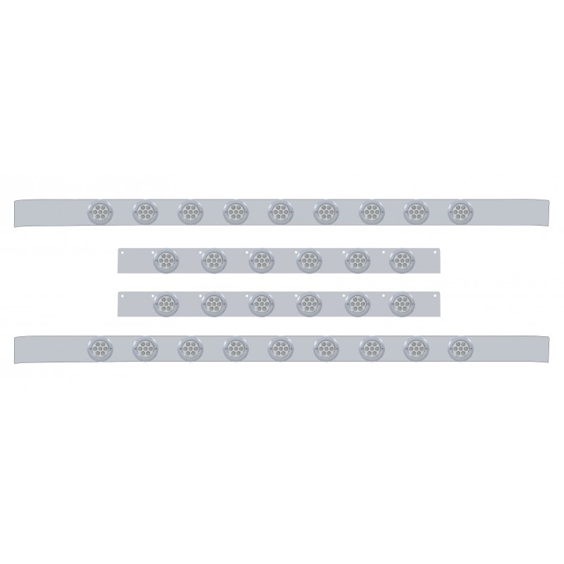 S.S. Kenworth60" Sleeper Light Panel With Thirty 7 Amber Led 2" Reflector Light With Bezel - Clear Lens