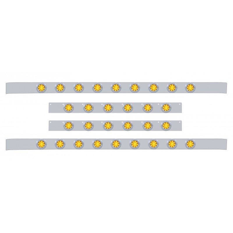S.S. Kenworth60" Sleeper Light Panel With Thirty 9 Amber Led 2" Beehive Light With Bezel - Amber Lens