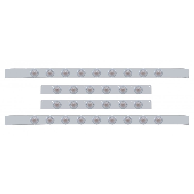 S.S. Kenworth60" Sleeper Light Panel With Thirty 9 Amber Led 2" Beehive Light With Bezel - Clear Lens