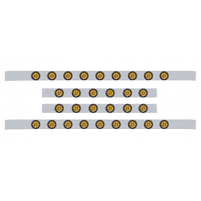 S.S. Kenworth60" Sleeper Light Panel With Thirty 9 Amber Led 2" Reflector Lt With Grommet - Amber Lens