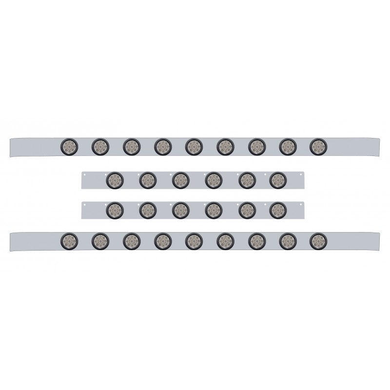 S.S. Kenworth60" Sleeper Light Panel With Thirty 9 Amber Led 2" Reflector Lt With Grommet - Clear Lens