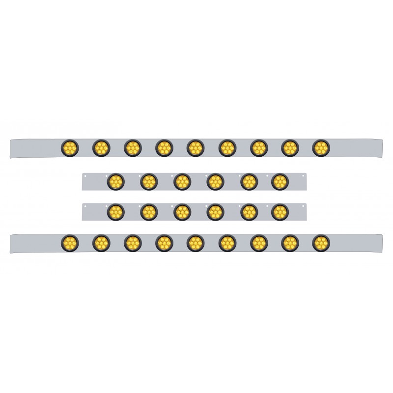 S.S. Kenworth60" Sleeper Light Panel With Thirty 7 Amber Led 2" Reflector Lt With Grommet - Amber Lens