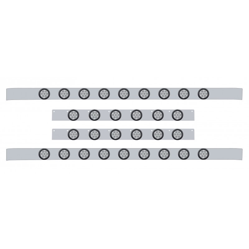 S.S. Kenworth60" Sleeper Light Panel With Thirty 7 Amber Led 2" Reflector Lt With Grommet - Clear Lens
