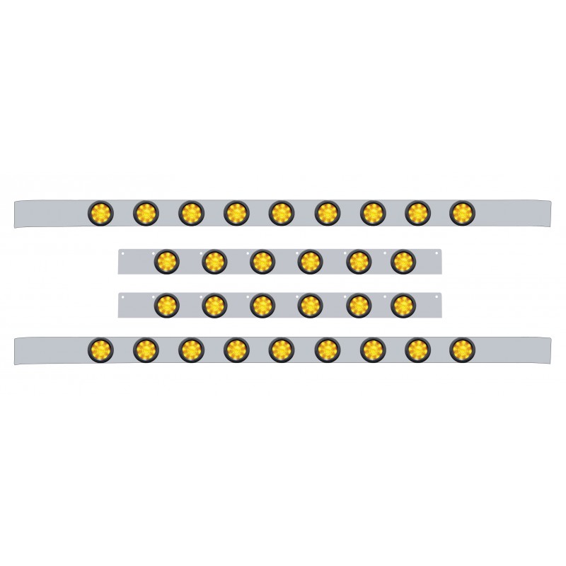 S.S. Kenworth60" Sleeper Light Panel With Thirty 9 Amber Led 2" Beehive Lt With Grommet - Amber Lens