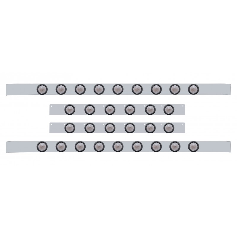 S.S. Kenworth60" Sleeper Light Panel With Thirty 9 Amber Led 2" Beehive Lt With Grommet - Clear Lens