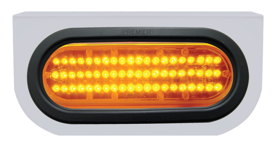 Stainless Steel Light Bracket W/ 60 Amber Led Oval Light W/ Grommet - Amber Lens