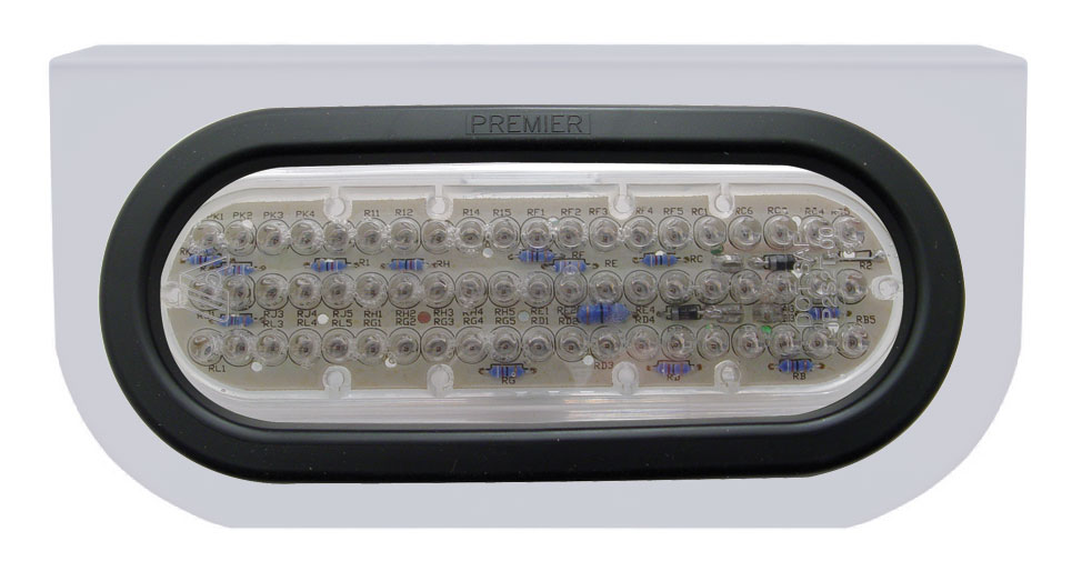 Stainless Steel Light Bracket W/ 60 Amber Led Oval Light W/ Grommet - Clear Lens