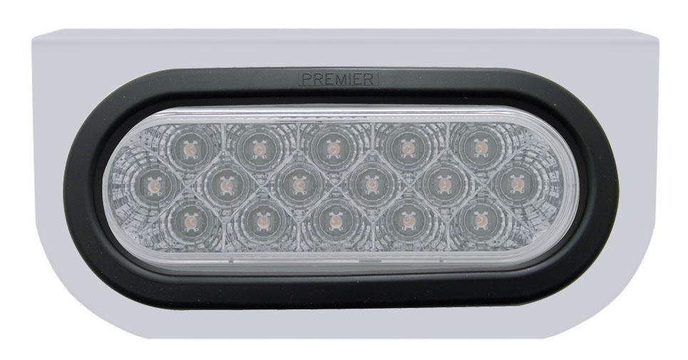 Stainless Steel Light Bracket W/ 16 Amber Led Oval Light W/ Grommet - Clear Lens