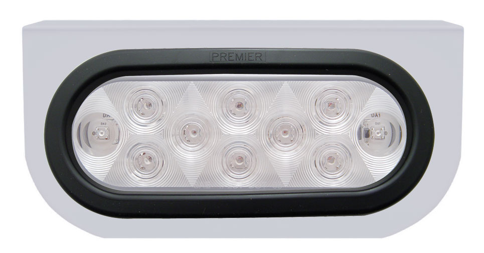 Stainless Steel Light Bracket W/ 10 Amber Led Oval Light W/ Grommet - Clear Lens