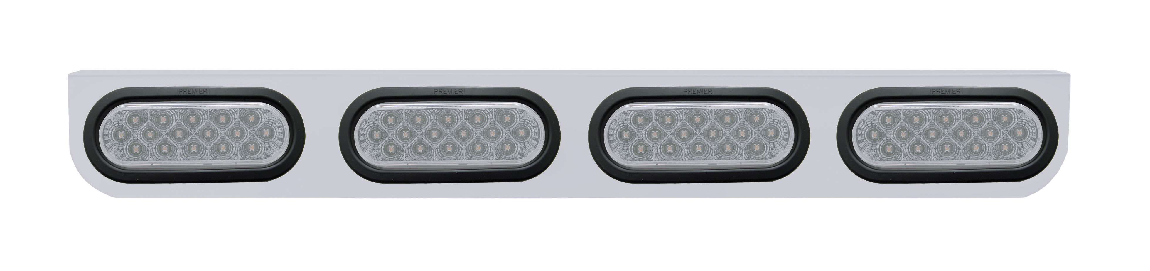 Stainless Steel Light Bracket W/ Four 16 Amber Led Oval Light W/ Grommet - Clear Lens