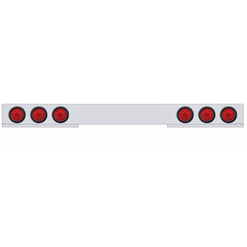 Stainless Steel 1 Piece Rear Light Bar W/ Six 10 Red Led 4" Light W/ Grommet - Red Lens
