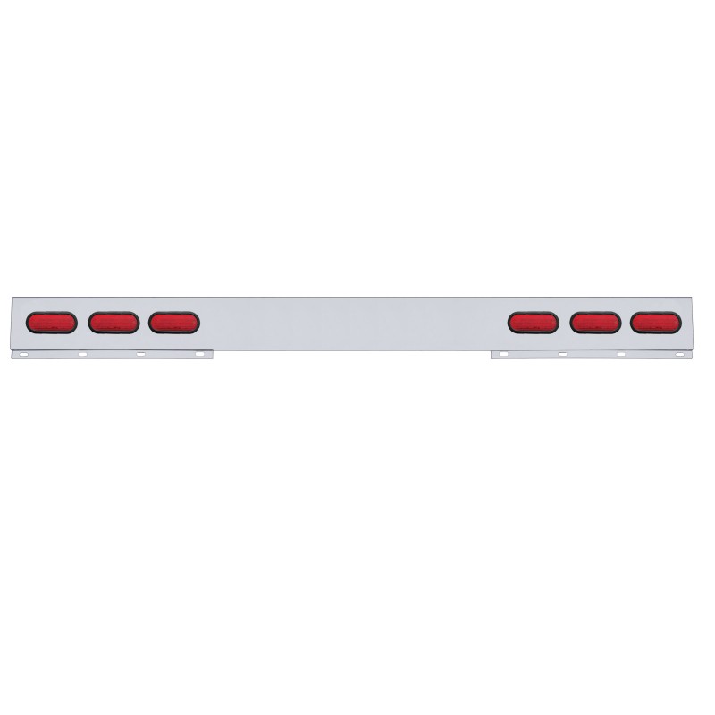 Stainless Steel 1 Piece Rear Light Bar W/ 6 Straight 60 Red Led Oval Light W/ Grommet - Red Lens