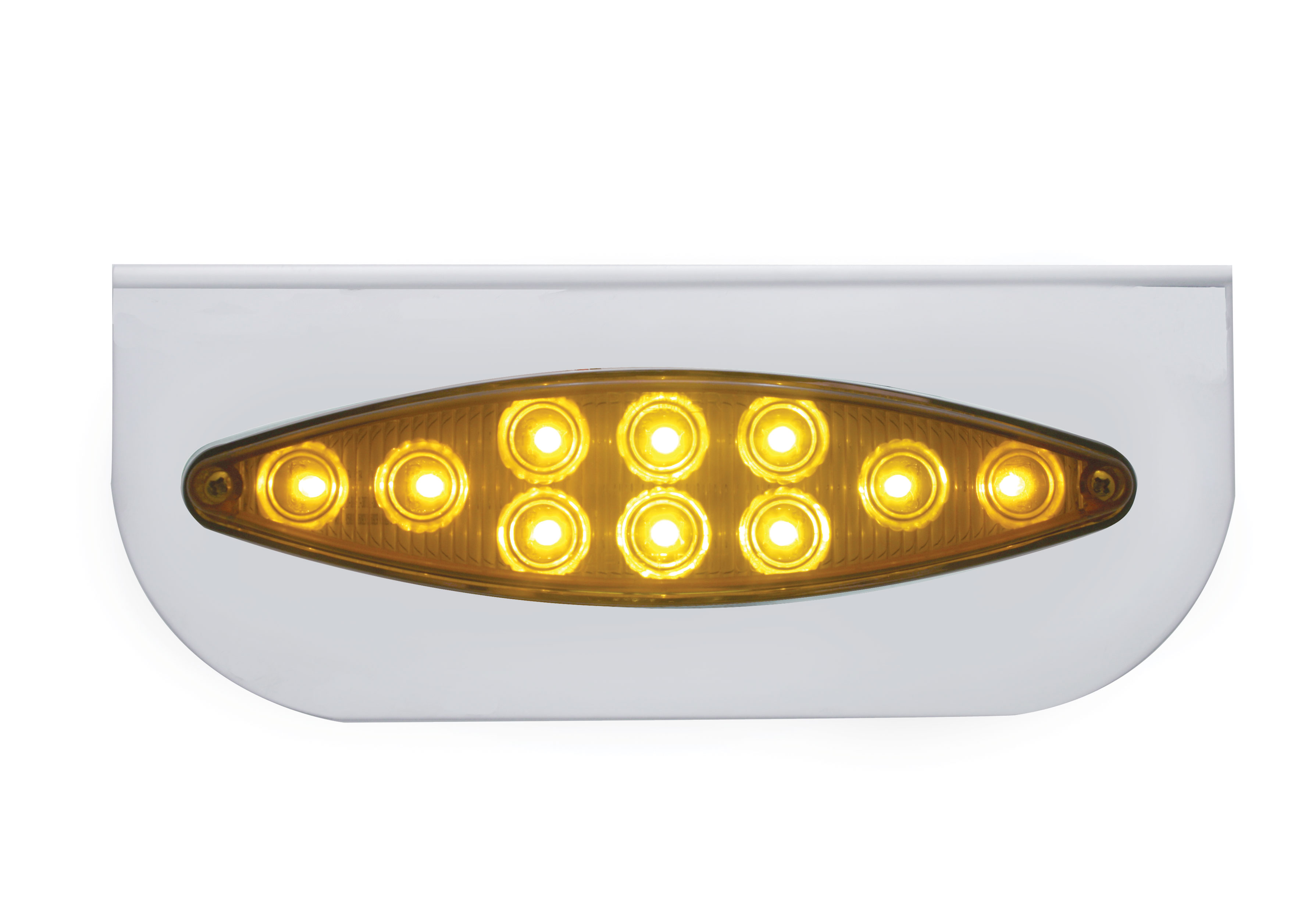 Stainless Steel Bracket W/ 10 Amber Led Cats Eye Light - Amber Lens