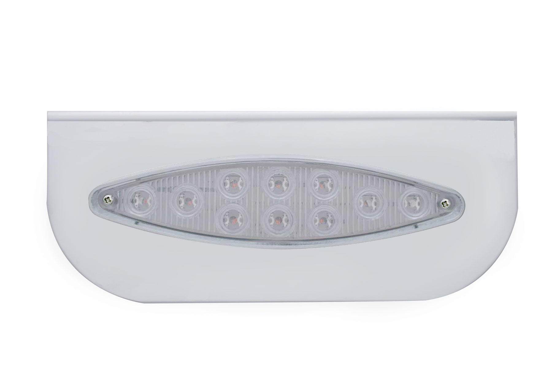 Stainless Steel Bracket W/ 10 Amber Led Cats Eye Light - Clear Lens