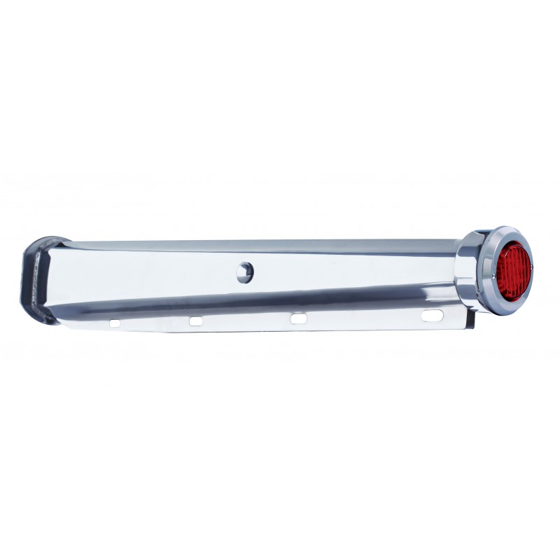 (2/Bulk) 30" Chrome Spring Loaded Mud Flap Hanger 2 1/2" Bolt Center With 2" 9 Led End Cap With Bezel - Red Led / Red Lens