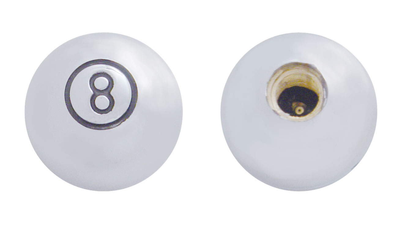 (4/Card) Chrome Large "8" Ball Valve Caps