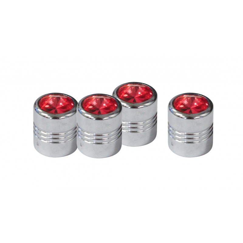 (4/Card) Diamond Valve Caps - Red