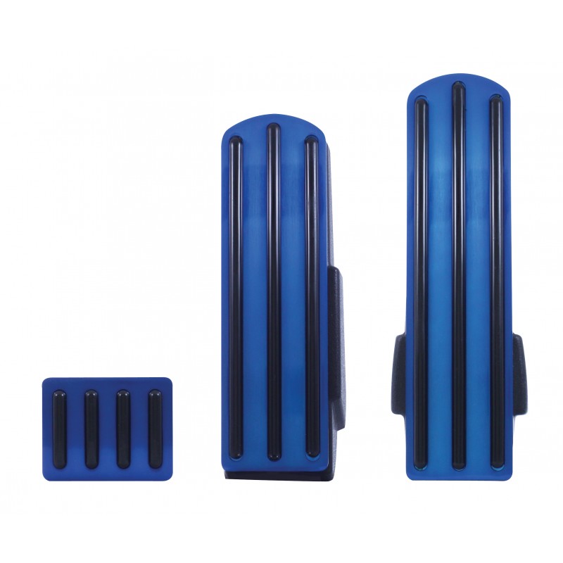 (3/Box) Anodized Blue Aluminum Kenworth Pedal Set W/ Rubber Insert - Black