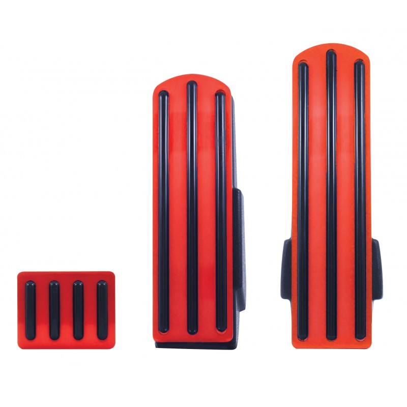 (3/Box) Anodized Red Aluminum Kenworth Pedal Set W/ Rubber Insert - Black