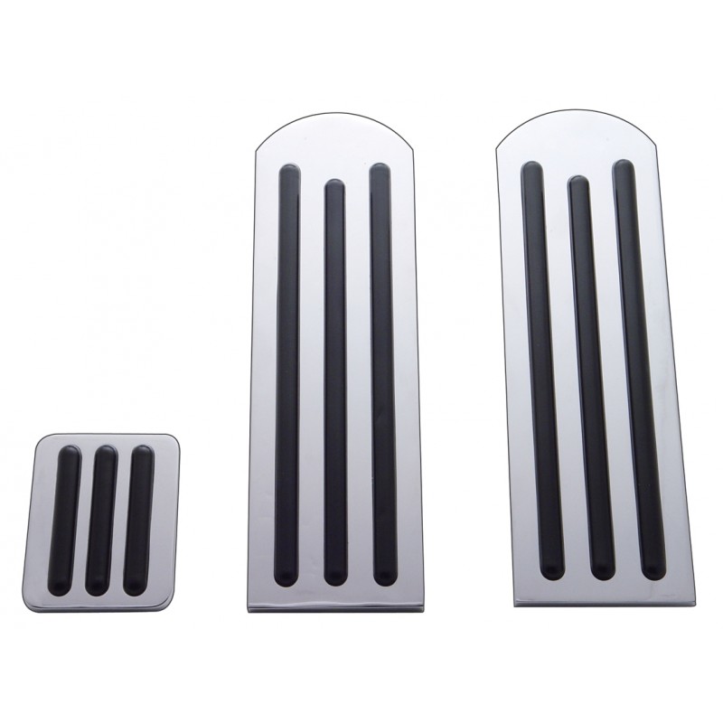 *Closeout* Billet Aluminum Peterbilt Pedal Set - Black Rubber