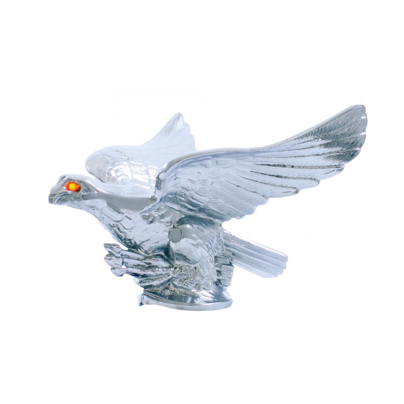 Chrome Hood Ornament - Eagle W/ Illuminated Eyes