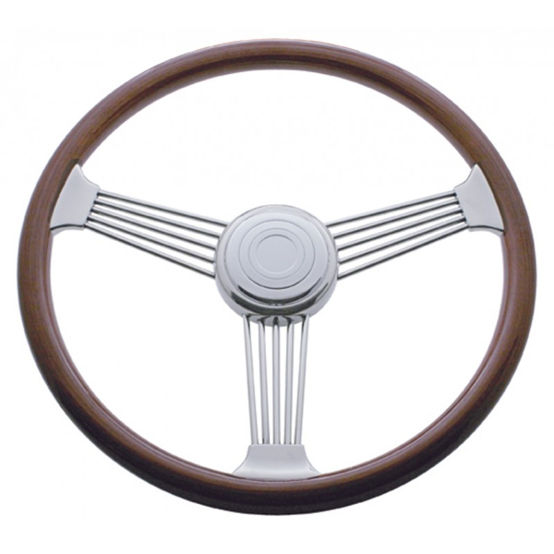 18" Stainless Steel Banjo Steering Wheel W/Chrome Horn Button - Peterbilt 1998+ & Kenworth 2001+