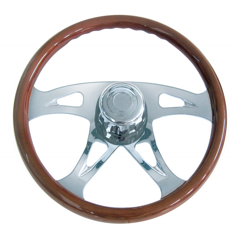 18" Chrome Four Spoke Steering Wheel - Fits Peterbilt 1998+/Kenworth 2001+