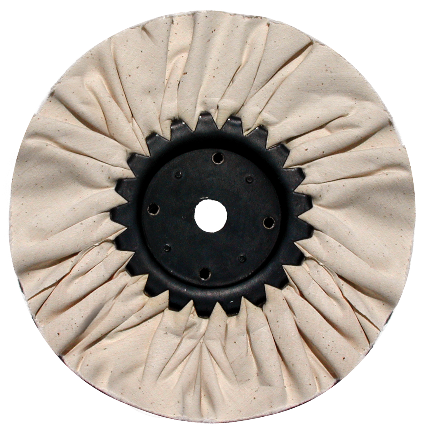 8" White Treated Airway Buff - 16 Ply, 5/8" & 1/2" Arbor