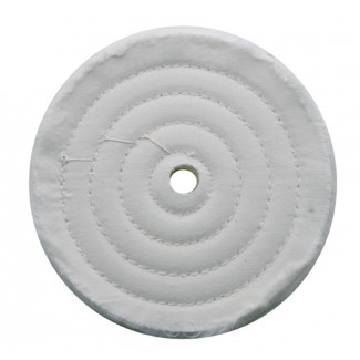 6" White Spiral & Concentric Sewed Muslin Wheel - 30 Ply. & 1/2" Arbor