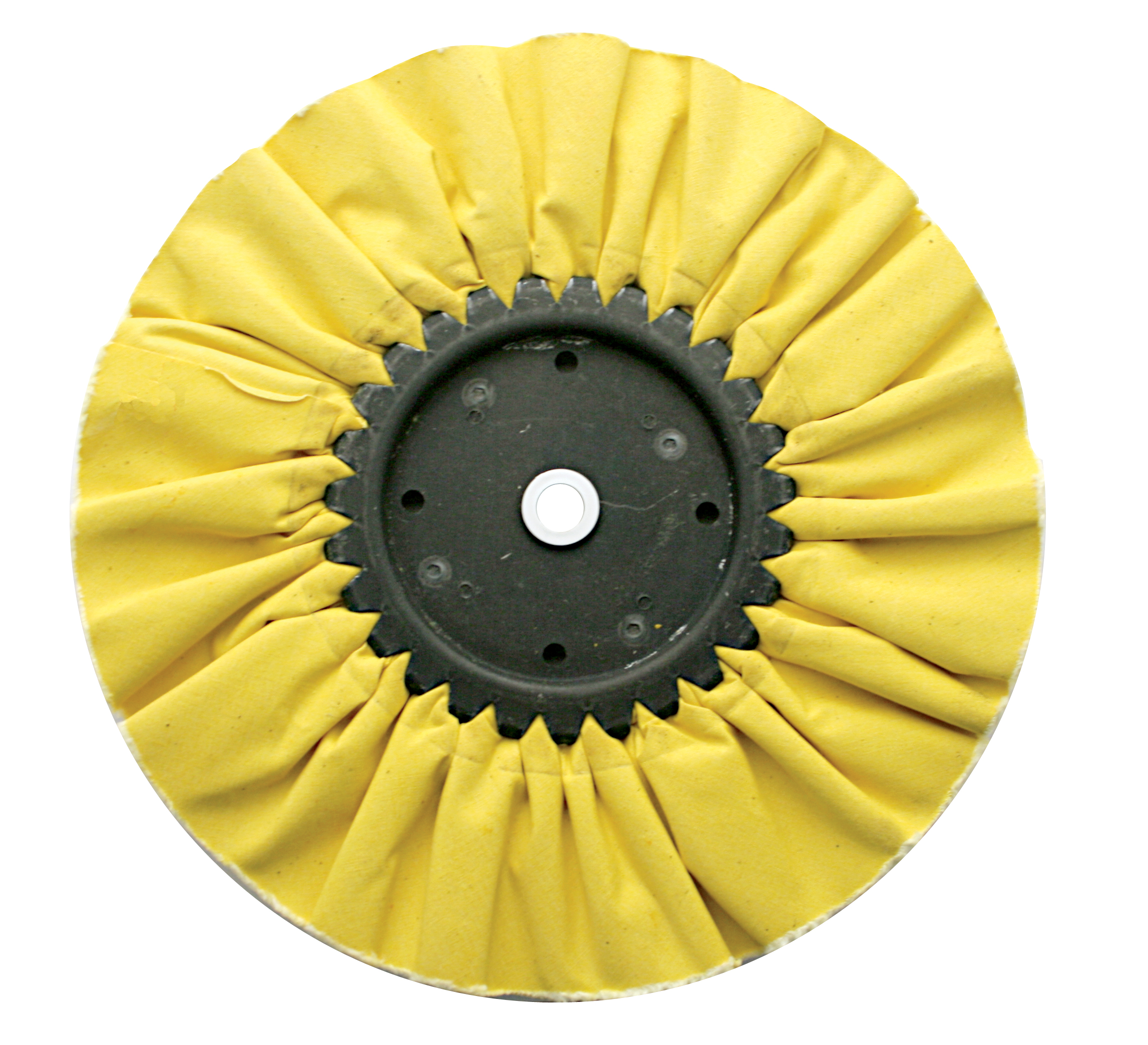 10" Yellow Treated Airway Buff - 16 Ply, 5/8" & 1/2" Arbor