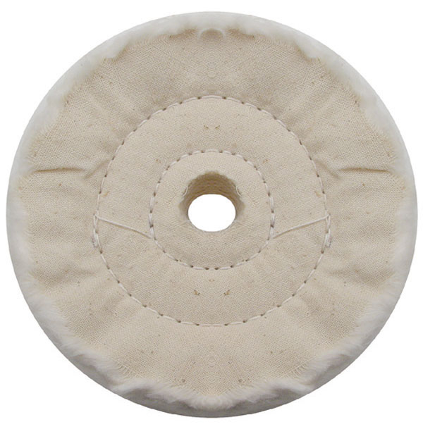 (Pack) 4" White Spiral & Concentric Sewed Muslin Wheel - 40 Ply. & 5/8" Arbor