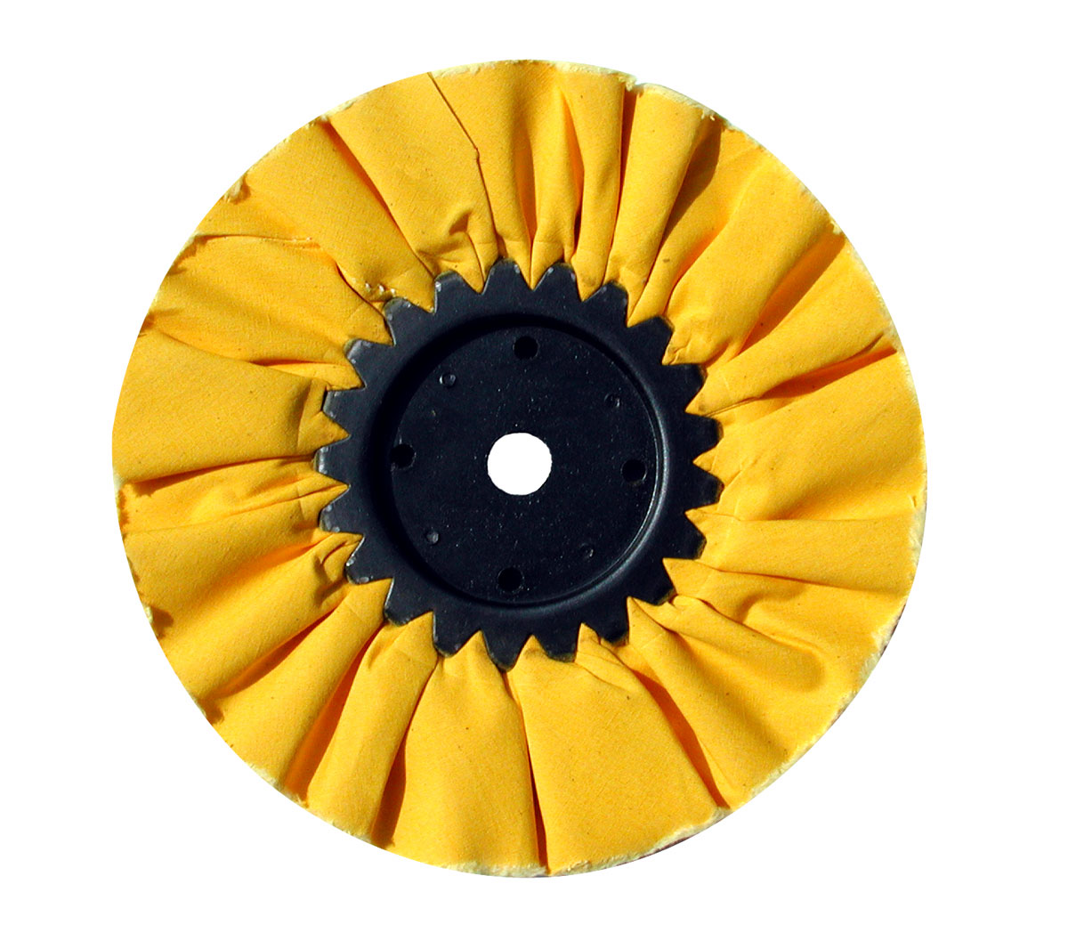 8" Yellow Treated Airway Buff - 16 Ply, 3/4" Arbor