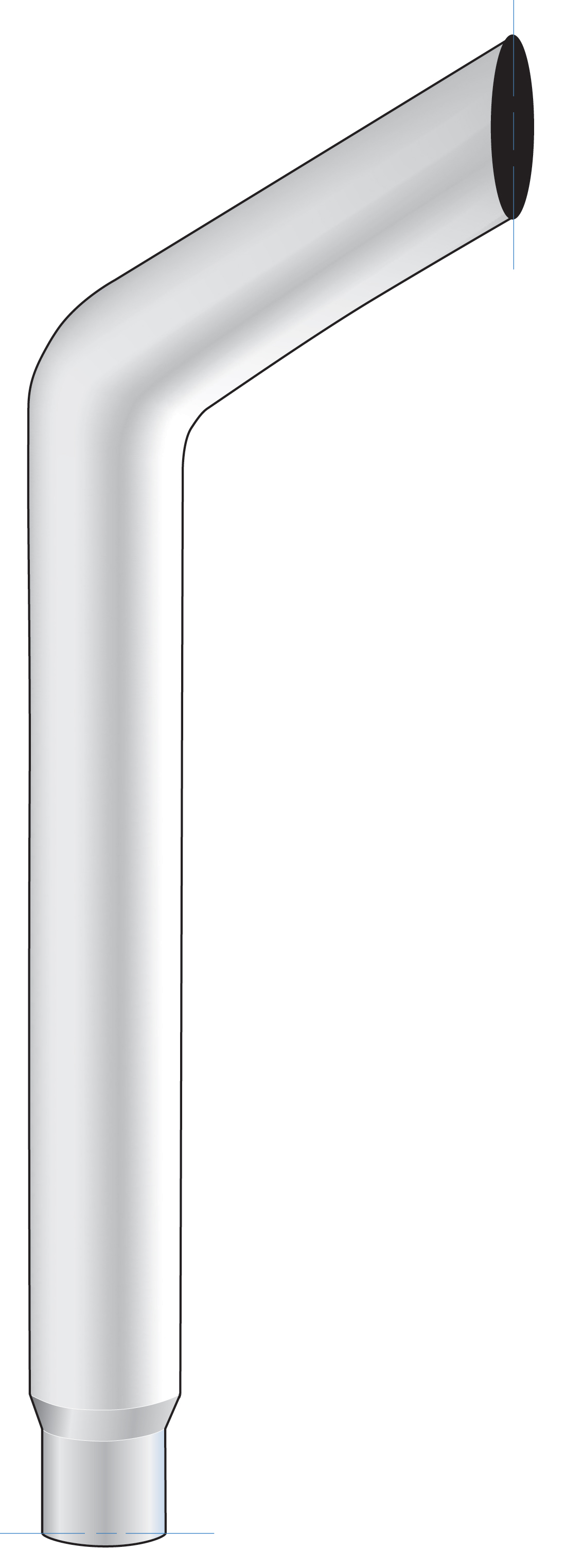 Bull Horn Exhaust, Reducing 6"-5" O.Dia., Bottom, 60" L