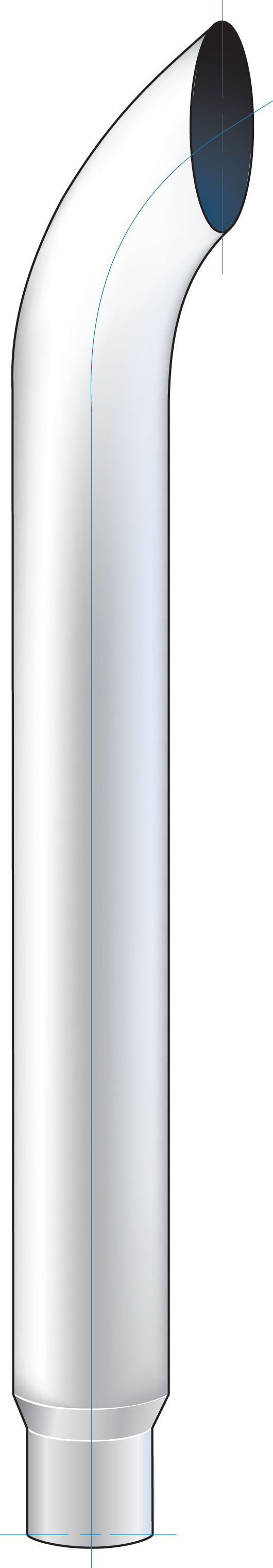 Curved Exhaust, Reducing 6"-5" O.Dia., Bottom, 36"L