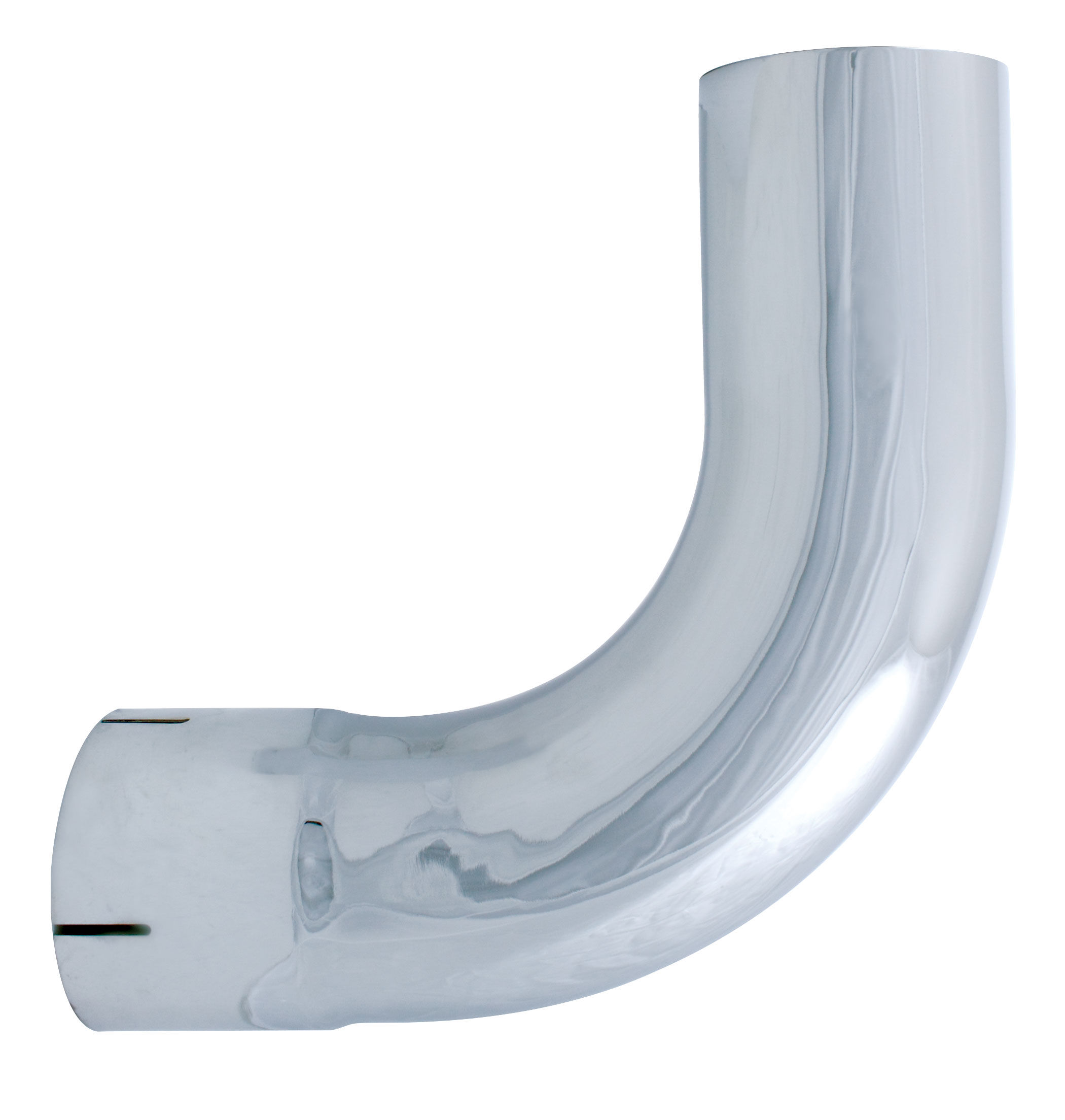 Chrome 90 Angled Expended Elbow, 6" I.Dia., 6" O.Dia. - 13" X 13" Diameter