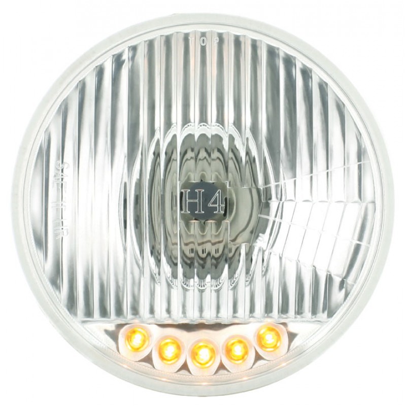 5 Amber Led 5-3/4" Crystal Halogen Headlight Bulb