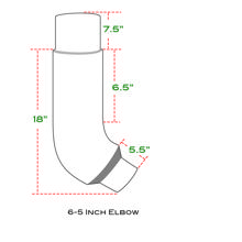 Peterbilt, 379 6inch, 5inch Reduced O.D. 55? Chrome Elbow