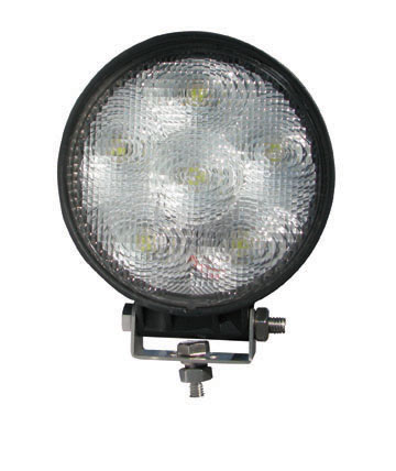 Universal, White Round Work Light, Clear Lens, Black Housing, (6 Diodes), 600 Lumens