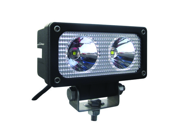 Universal, White Cree Rectangular Work Light, Clear Lens, Black Housing, (2 Diodes), 2400 Lumens