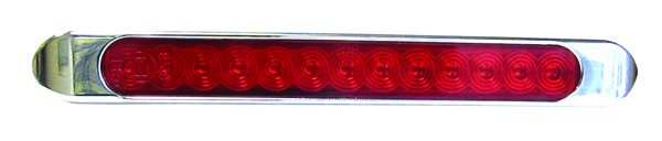 Chrome Auxiliary Stop, Turn & Tail LED Light Strip, Red, (13 Diodes)