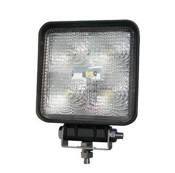 Universal, White Square Work Light, Clear Lens, Black Housing, (5 Diodes)