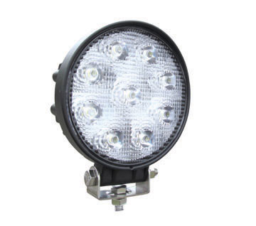 Universal, White Round Work Light, Clear Lens, Black Housing, (9 Diodes), 900 Lumens