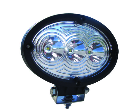 Universal, White Cree Oval Work Light, Clear Lens, Black Housing, (3 Diodes), 2700 Lumens