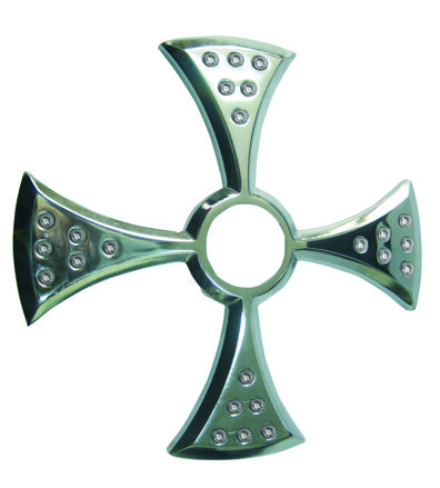 8inch CONVEX MIRROR BEZEL WITH AMBER LED FOR BACK OF MIRROR, (24 DIODES)