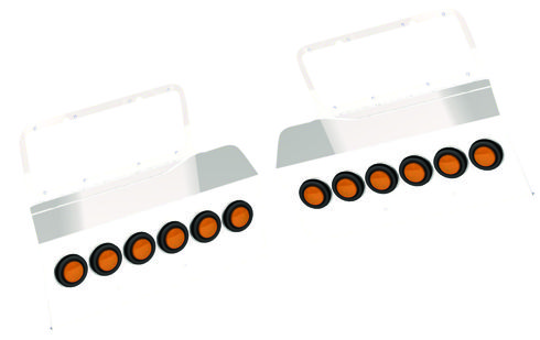 Peterbilt, 379 Headlight Mount Fender Guard with 12 x 2inch LED & Bezels, (1987+)