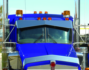 13inch Kenworth, W900 Boltless, Bowtie Curved Glass Sunvisor, (1995+)