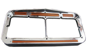 Universal, Rectangular Flatline Headlight Bezel, Clear Amber